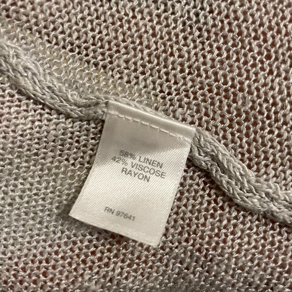 J. Jill Cardigan Sweater WomensLarge Gray Long Line Open Front Linen Coastal - Picture 6 of 6